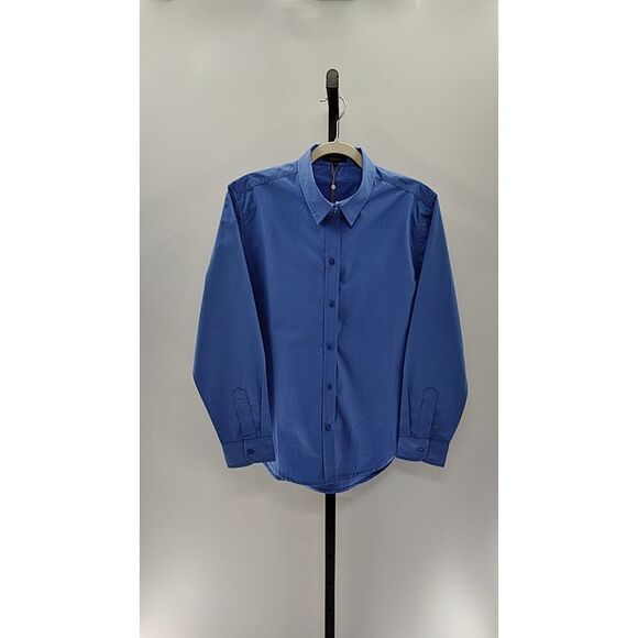 Quince Tops - Quince Women Organic Cotton Poplin Long Sleeve Shirt TRUE Blue M